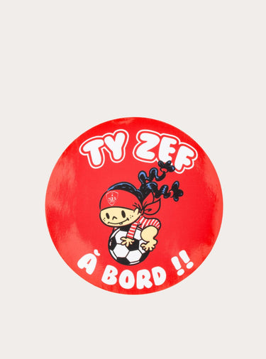 Autocollant Ty zef à bord rouge