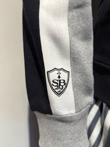 Veste zippé grise et noir à capuche