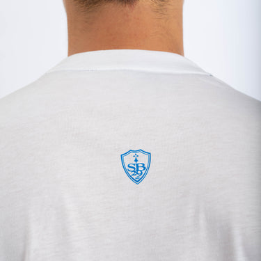 T-shirt blanc homme logo bleu