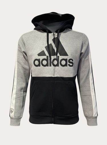 Veste zippé grise et noir à capuche